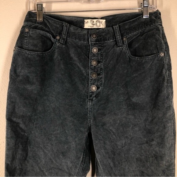 Free People Sun Chaser Cord Skinny Ankle Pants High Ride Button Fly 30 OB1067711 - Picture 3 of 10